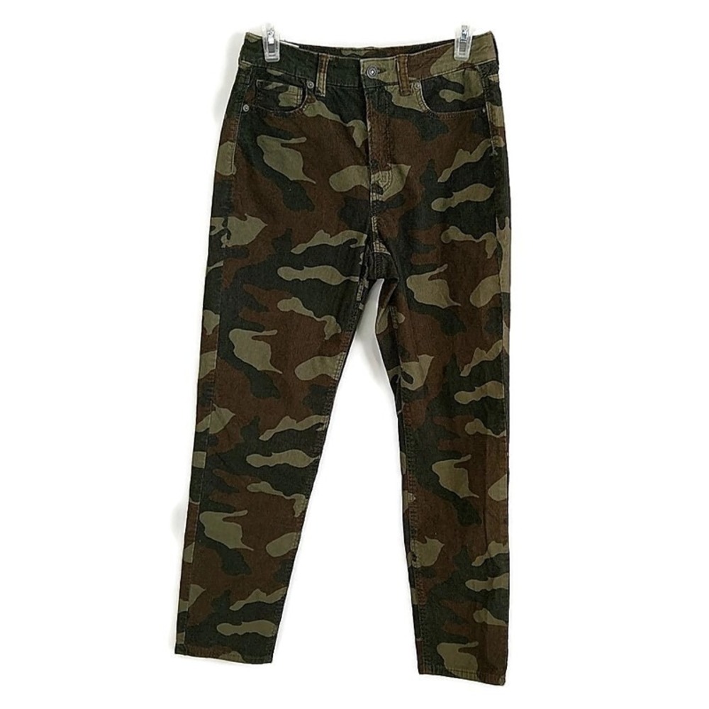 American Eagle Camo Corduroy Mom Jeans High Rise Grunge‎ Street Wear sz 4